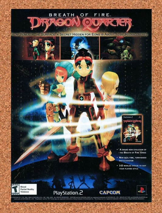 Breath of Fire Dragon Quarter PS2 Original 2003 Ad Authentic Video Game Promo