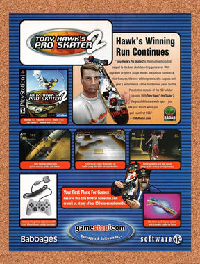 2000 Tony Hawk's Pro Skater 2 GameStop Original Advertisement / Retro Promo v6