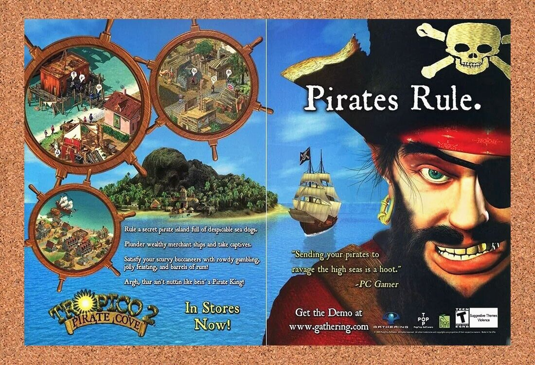 Tropico 2 PC Pirate's Cove Original 2004 Ad Authentic Windows Video Game Promo