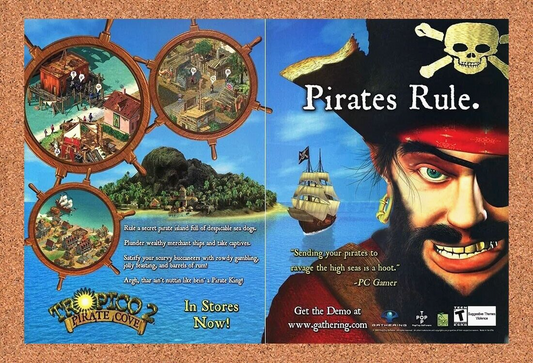 Tropico 2 PC Pirate's Cove Original 2004 Ad Authentic Windows Video Game Promo