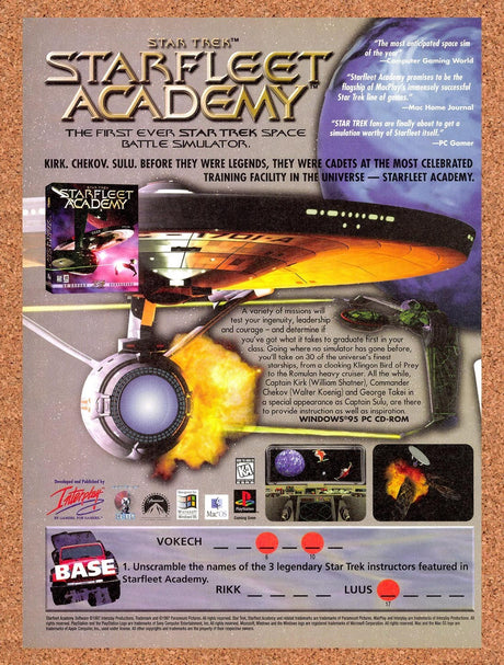1997 Star Trek Starfleet Academy Jeep Wrangler SE Contest Original Ad / Promo v8