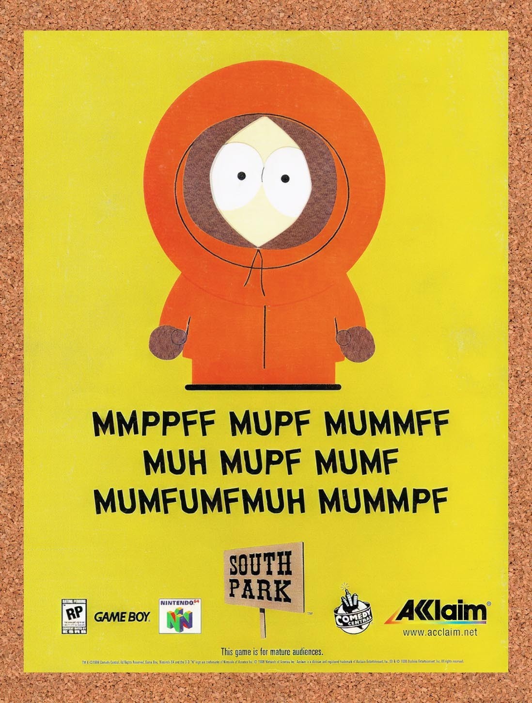 1998 South Park N64 Original Advertisement / Retro Promo v5
