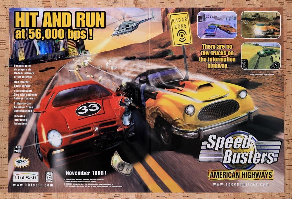 1998 Speed Busters American Highways PC Original Ad / Retro Wall Art v2
