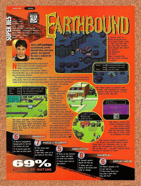 1995 Earthbound Subpar SNES Review Original Advertisement / Retro Promo v3