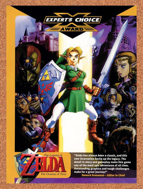 1998 Zelda Ocarina Of Time N64 Original Advertisement / Retro Promo vr12