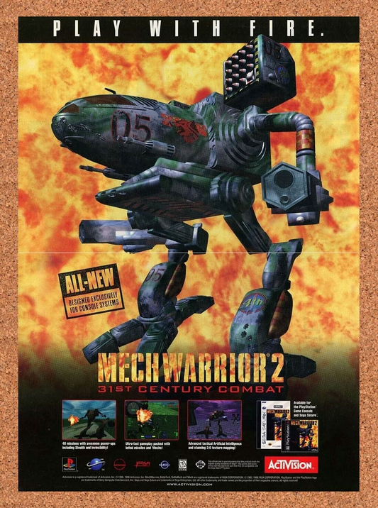 Mechwarrior 2 PS1 Original 1996 Ad Authentic PlayStation Video Game Promo