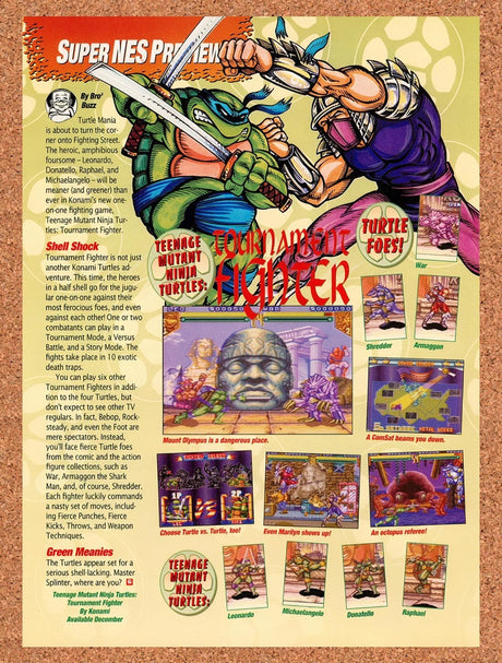1993 TMNT Tournament Fighters SNES Original Advertisement / Retro Promo vr3