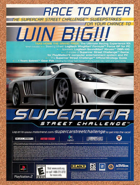 2002 Supercar Street Challenge Sweepstakes Original Advertisement / Promo v3