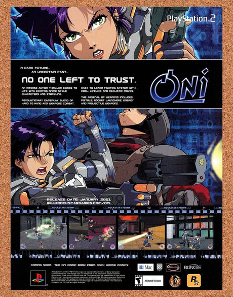 Oni PS2 Game Original 2001 Print Ad Authentic PlayStation Video Game Art Promo