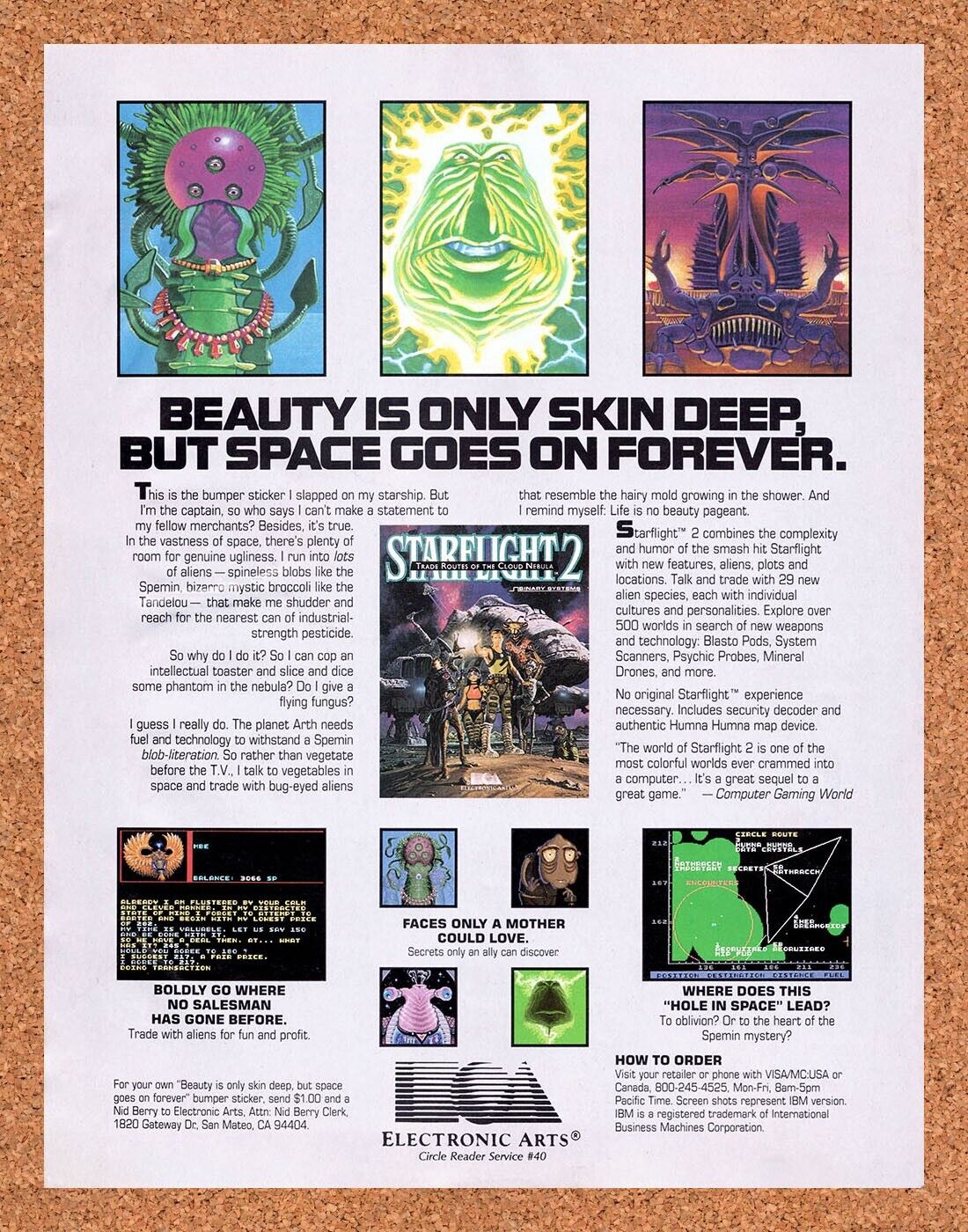 Starflight 2 PC Original 1991 Vintage Ad - Video Game Promo