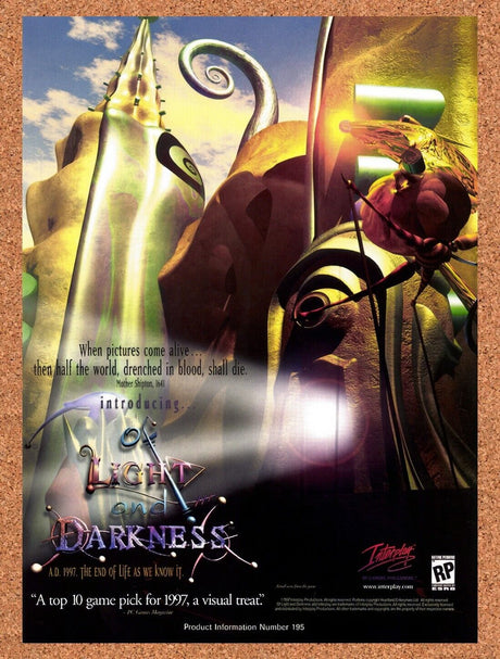 1997 Of Light And Darkness PC Original Advertisement / Retro Wall Art v4