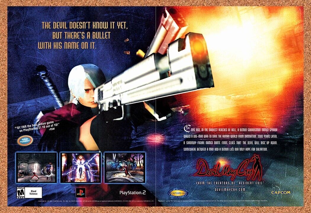 Devil May Cry PS2 Original 2001 Vintage Ad - Video Game Promo