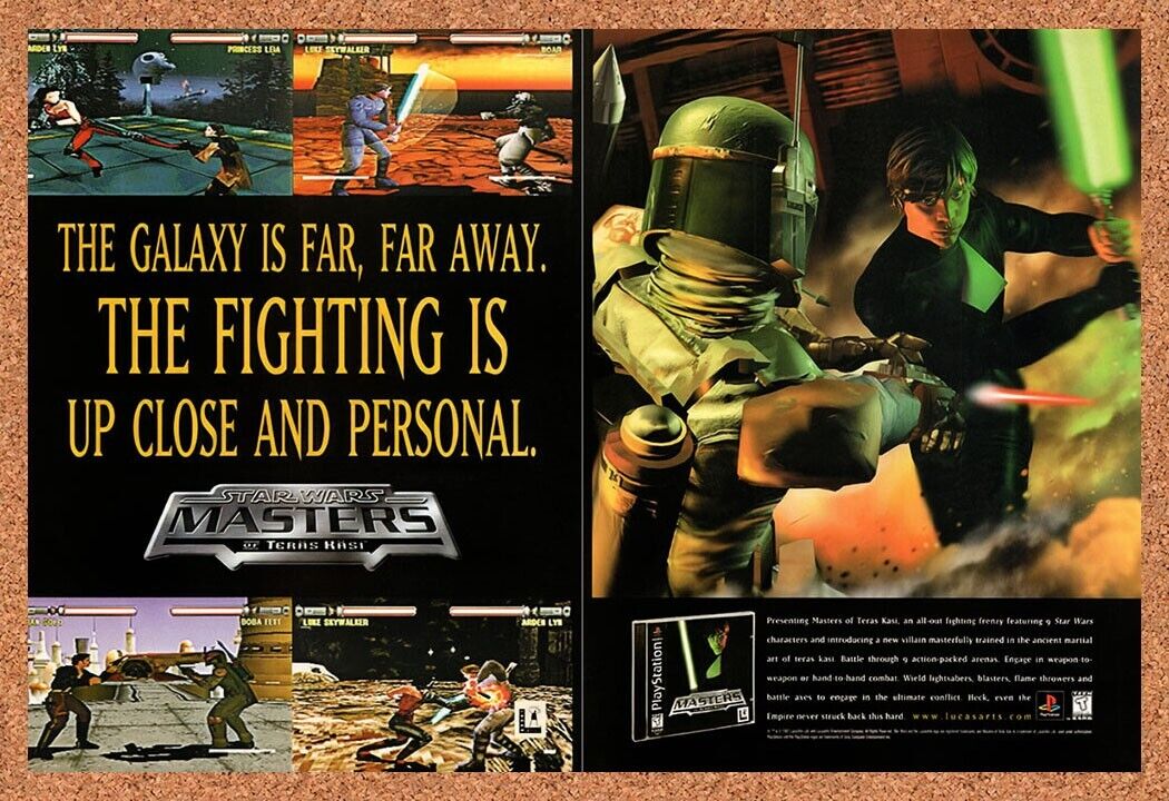 1997 Star Wars Masters Of Teras Kasi PS1 Original Ad / Retro Wall Art v1