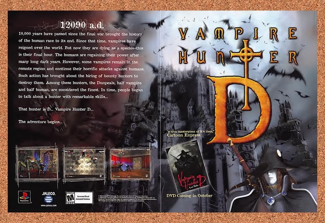 2000 Vampire Hunter D PS1 Original Advertisement / Retro Promo v1