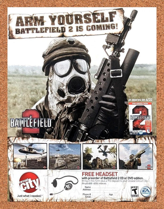 Battlefield 2 PC Original 2006 Ad Authentic Circuit City Video Game Promo