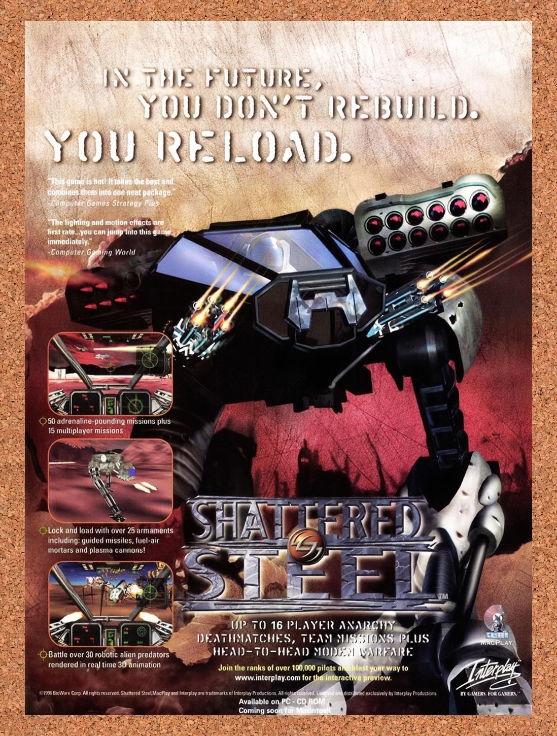 1996 Shattered Steel PC Original Advertisement / Retro Promo v1