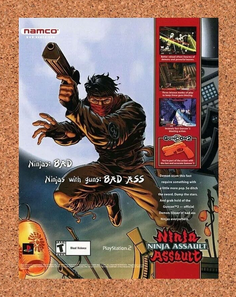 Ninja Assault PS2 Original 2001 Ad Authentic GunCon Video Game Promo