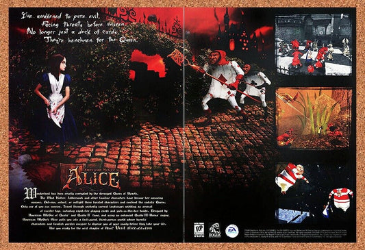 American McGees Alice PC Original 2002 Ad Authentic Hearts Video Game Promo v2