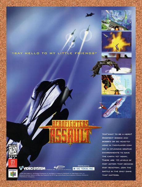 1998 Aero Fighters Assault N64 Original Advertisement / Retro Wall Art v1