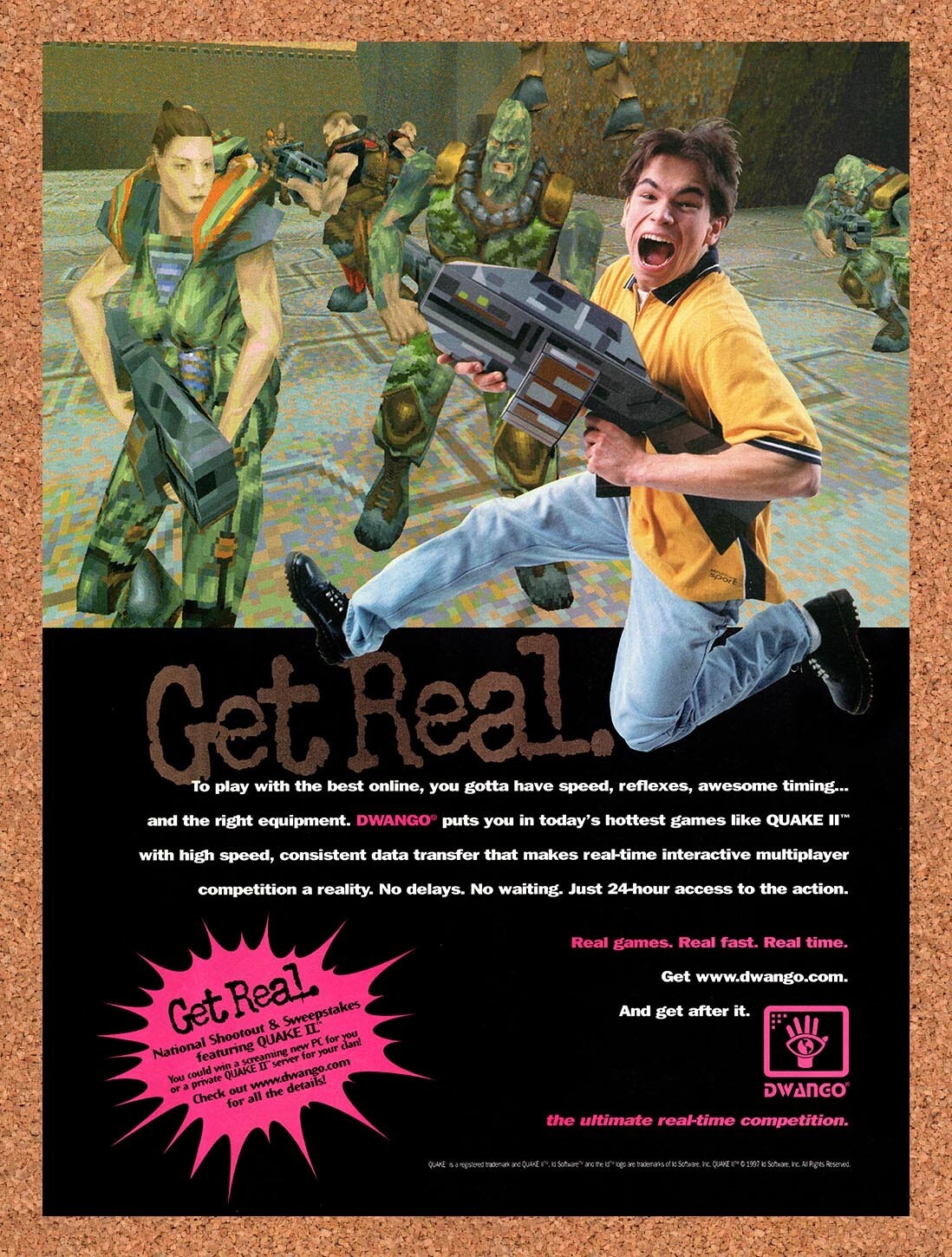 1997 Quake II Dwango Online Gaming Service Original Ad / Retro Wall Art v7