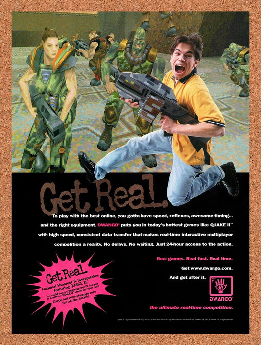 1997 Quake II Dwango Online Gaming Service Original Ad / Retro Wall Art v7