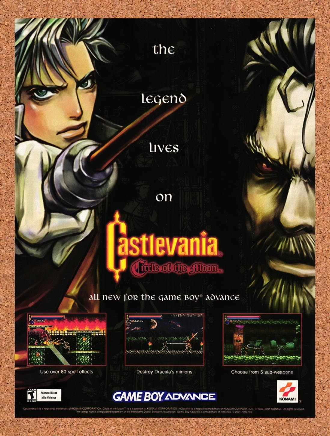 2001 Castlevania Circle Of The Moon GBA Original Advertisement / Retro Promo v1