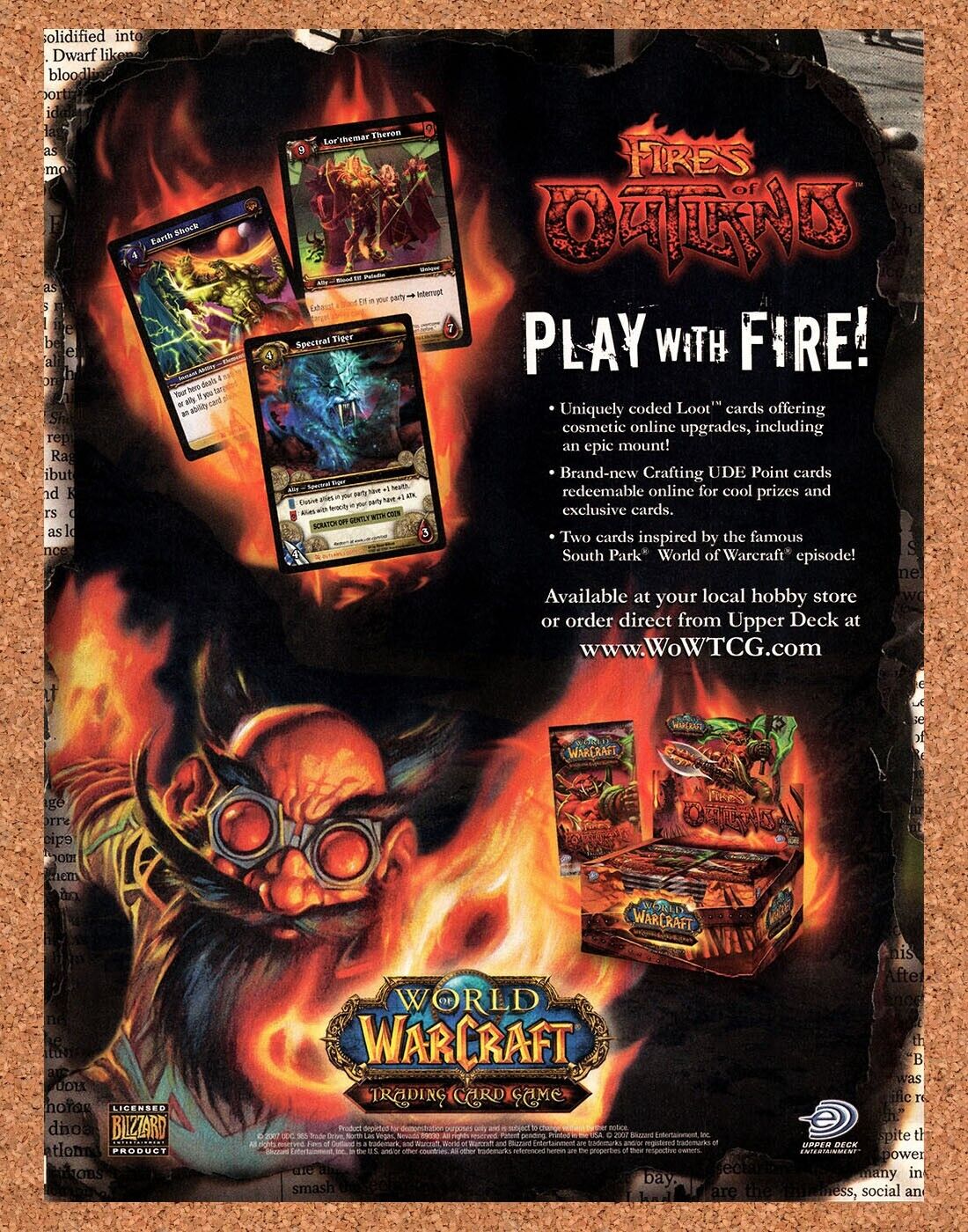 World Of WarCraft Fires Of Outland Trading Card Game Original 2003 Vintage Ad