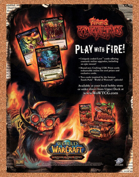 World Of WarCraft Fires Of Outland Trading Card Game Original 2004 Vintage Ad