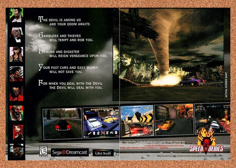 1999 Speed Devils Dreamcast Original Advertisement / Retro Promo v1