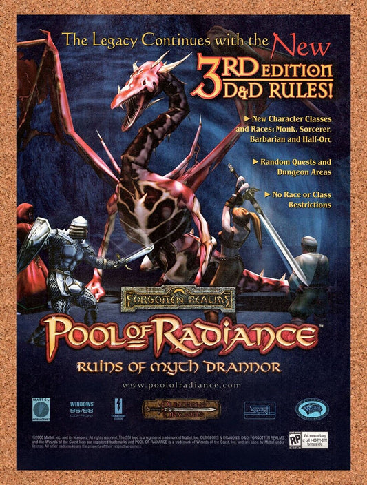 2000 Pool Of Radiance Ruins Of Myth Drannor PC Original Ad / Retro Wall Art v4