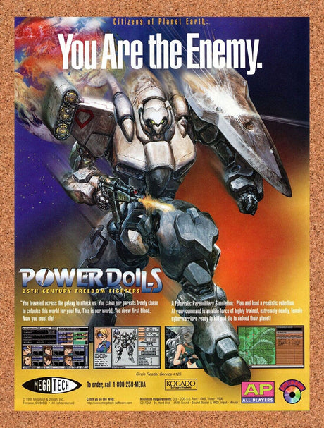 Power Dolls PC Original 1995 Vintage Ad - Video Game Art Promo