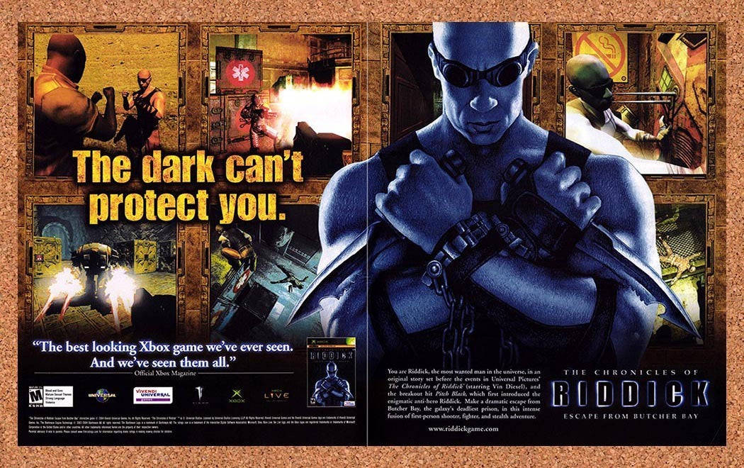 2004 Chronicles Of Riddick Xbox Original Advertisement / Retro Promo v2