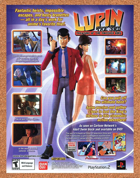 Lupin The 3rd PS2 Original 2004 Print Ad Authentic Anime Video Game Art Promo