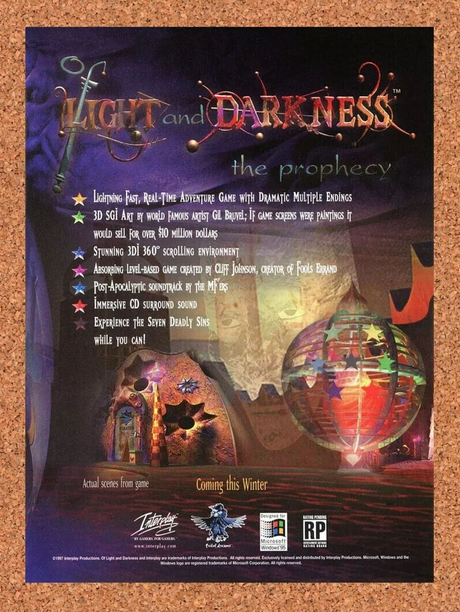 Of Light And Darkness PC Original 1999 Ad Authentic Windows Video Game Promo v2