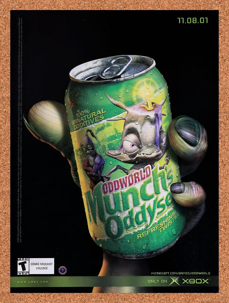 2001 Oddworld Munchs Oddysee Xbox Original Advertisement / Retro Wall Art v3