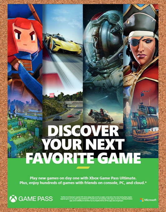 Microsoft Xbox Game Pass Original 2022 Vintage Ad - Video Game Promo