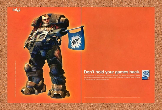 Unreal Intel Pentium 4 Original 2003 Ad Authentic Juggernaut Video Game Promo