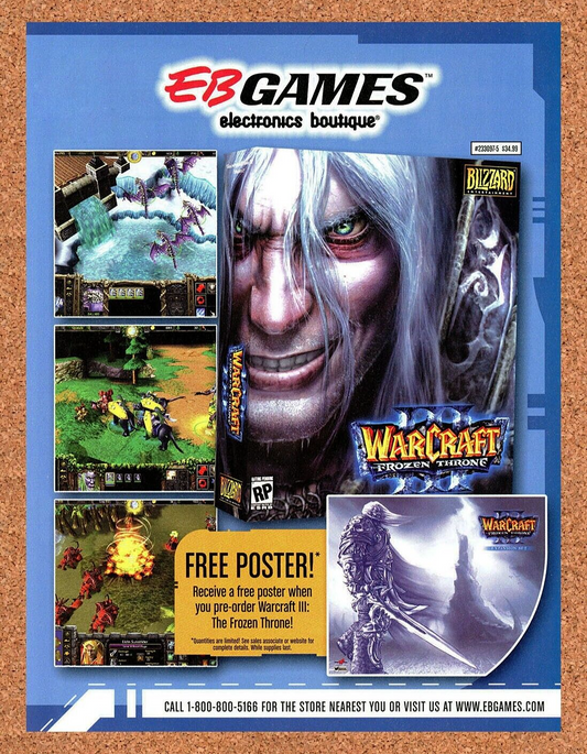 WarCraft III Frozen Throne PC Original 2002 Ad Authentic Video Game Promo