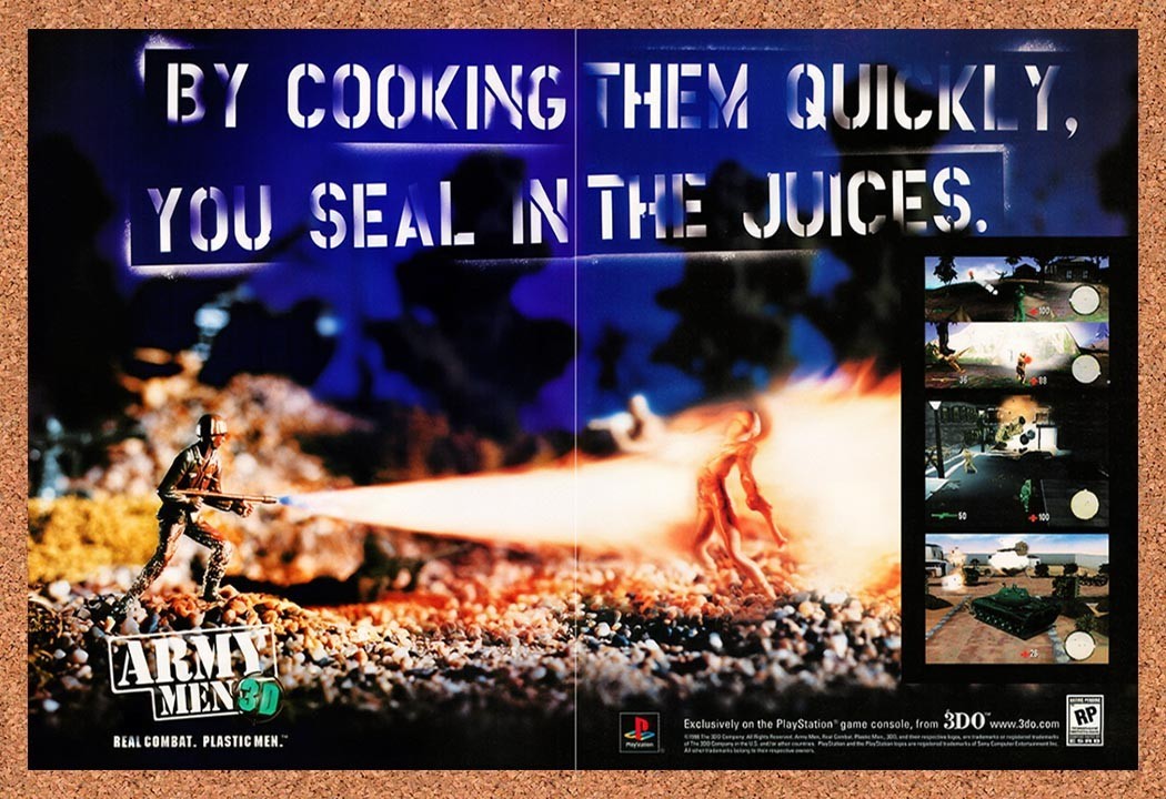 1999 Army Men 3D PS1 Original Advertisement / Retro Promo v2