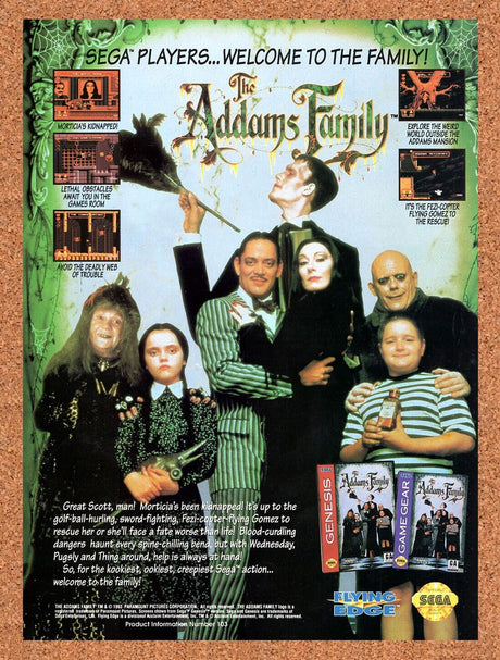 1993 Addams Family Genesis Original Advertisement / Retro Wall Art v3