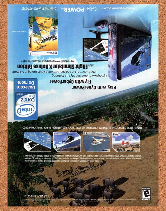 Flight Simulator X Original 2003 Vintage Ad - Intel Core 2 Video Game Promo