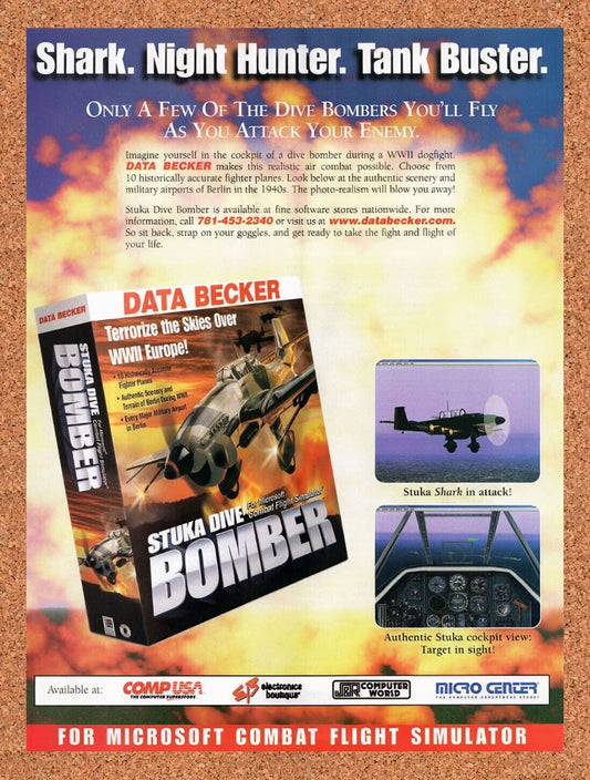 1997 Stuka Dive Bomber Combat Flight Simulator Original Ad / Retro Wall Art v1