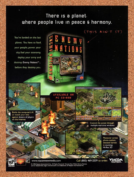 1996 Enemy Nations PC Original Advertisement / Retro Promo v2