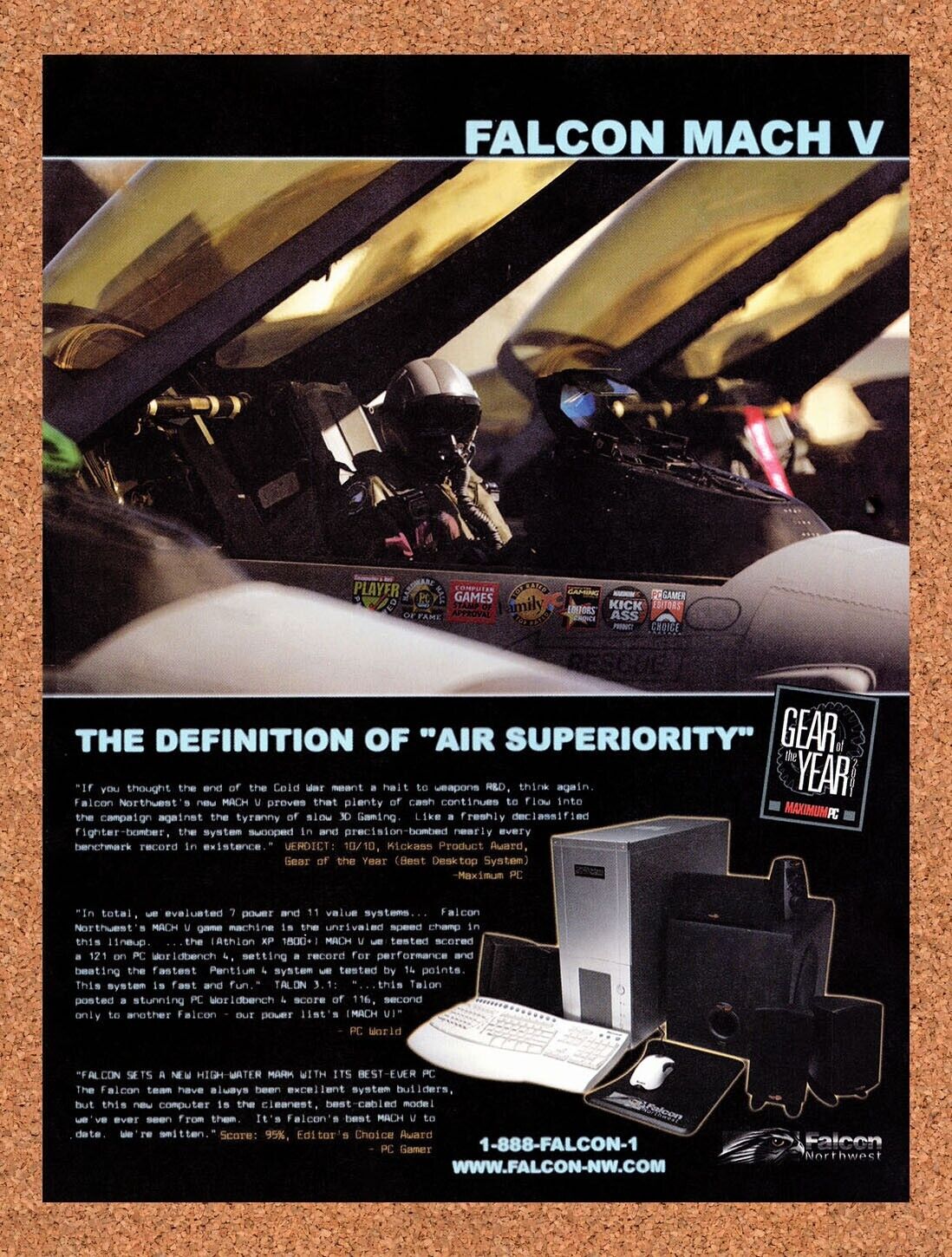 2001 Falcon Northwest Falcon Mach V Original Advertisement / Retro Wall Art v14