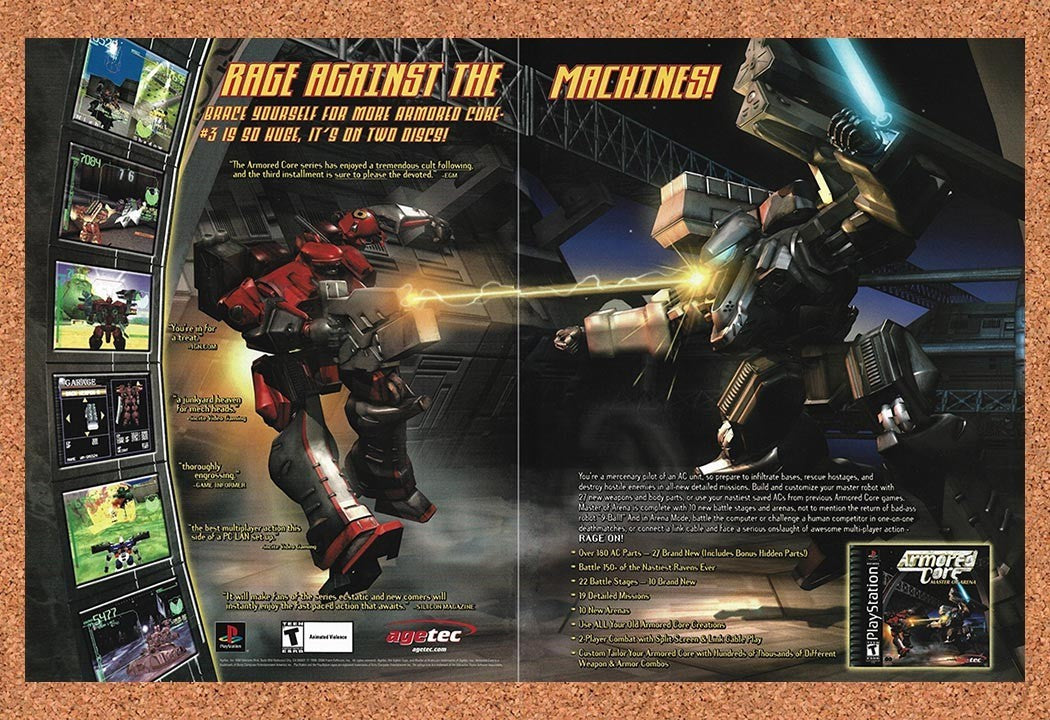 2000 Armored Core Master Of Arena PS1 Original Advertisement / Retro Promo v2