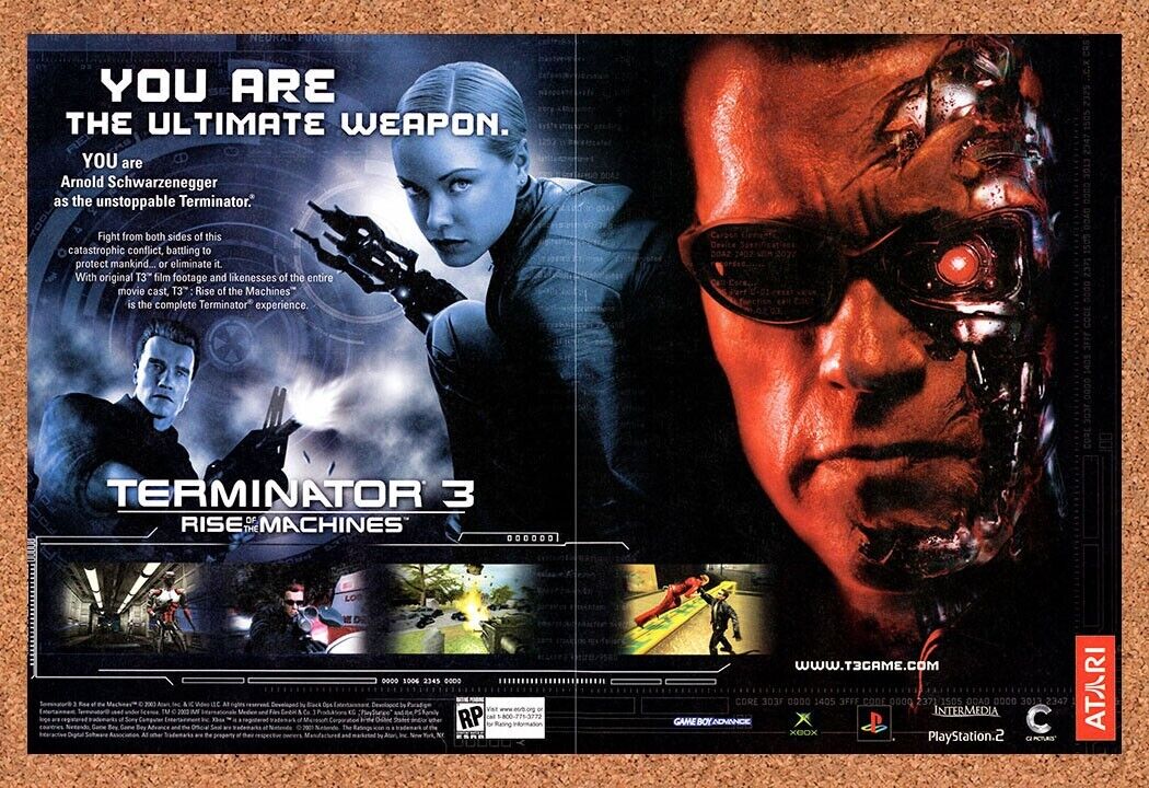 Terminator 3 Rise Of The Machines PS2 Original 2003 Vintage Ad - Game Art Promo