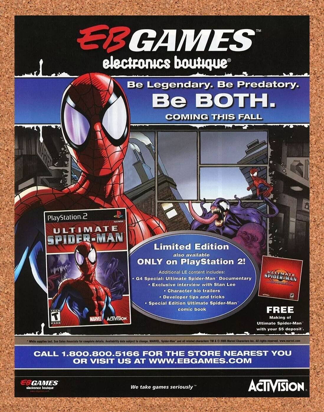 Ultimate Spider-Man PS2 EB Original 2005 Ad Authentic EB Games Promo