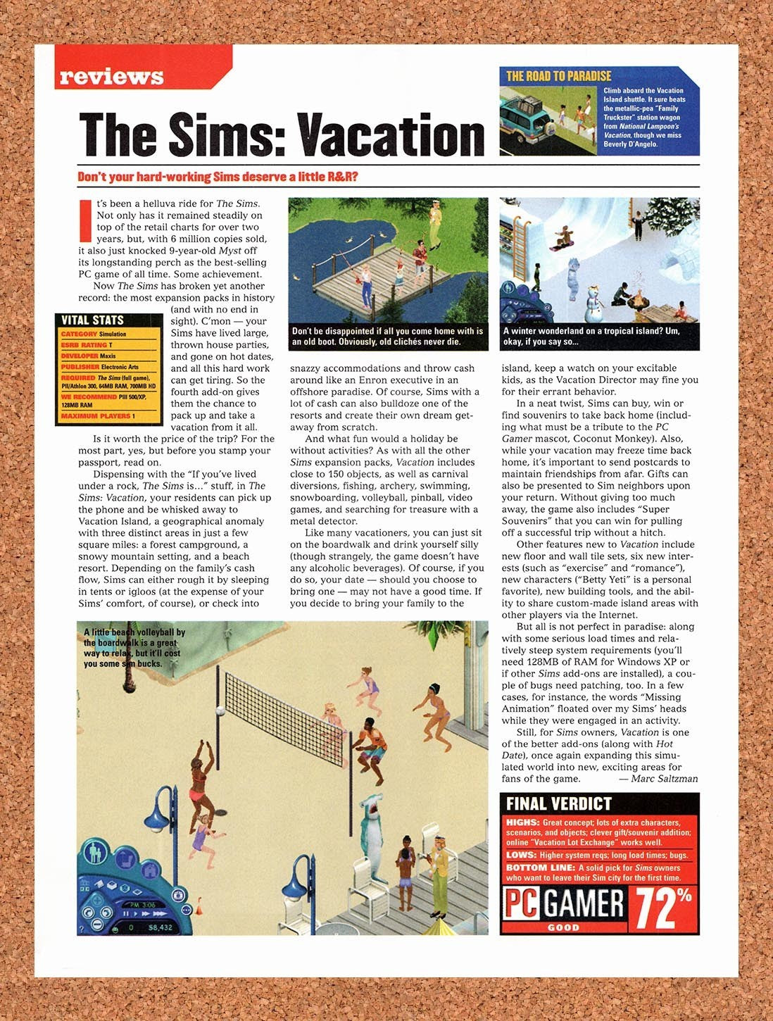 2002 Sims Vacation PC Original Advertisement / Retro Promo vr2