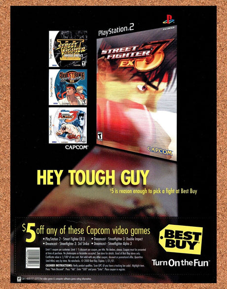 Street Fighter EX3 PS2 Original 2003 Ad Authentic Best Buy Video Game Promo