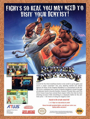 1994 Power Instinct SNES Original Advertisement / Retro Wall Art v1